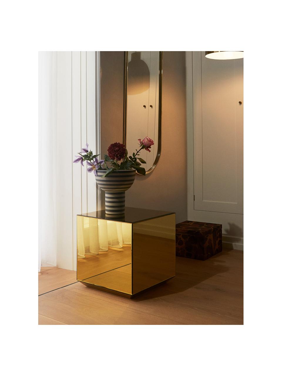 Konferenční stolek Speculum, Dřevovláknitá deska střední hustoty (MDF), zrcadlové sklo, Zlatá, Š 38 cm, H 38 cm