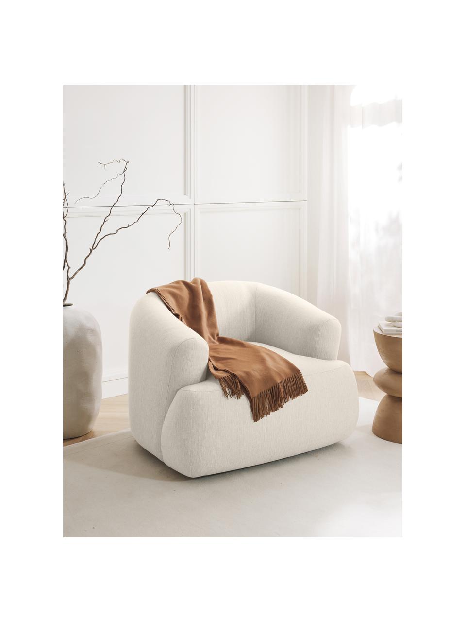 Sillón Sofia, Tapizado: 100% polipropileno Alta r, Estructura: madera de pino macizo, ag, Patas: plástico, Tejido blanco crema, An 97 x F 84 cm