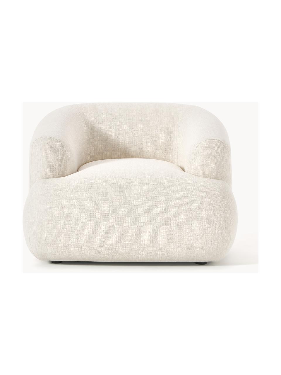 Fauteuil Sofia, Bekleding: 100% polypropyleen Met 25, Frame: sparrenhout, spaanplaat, , Poten: kunststof Dit product is , Geweven stof crèmewit, B 90 x D 97 cm