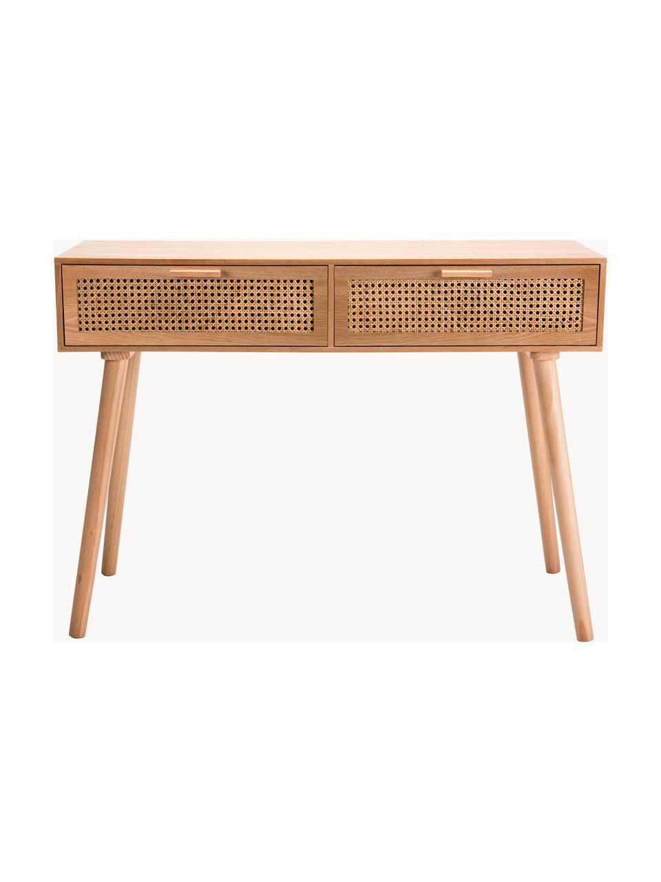 Dřevěný konzolový stolek s vídeňskou pleteninou Romeo, Světle hnědá, Š 110 cm, V 82 cm