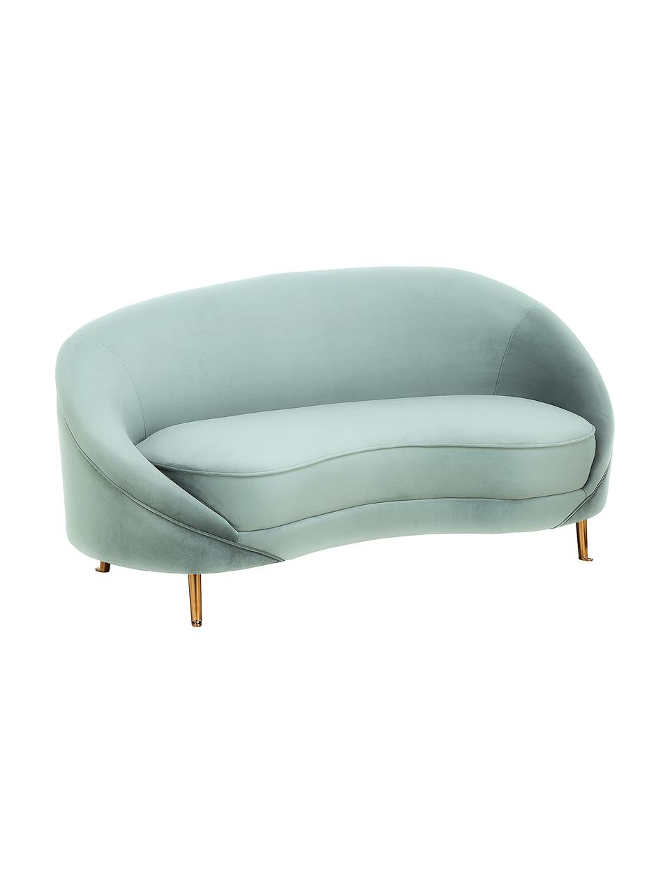 Samt-Nierensofa Gatsby (2-Sitzer) in Türkis, Bezug: Samt (Polyester) 25.000 S, Gestell: Massives Eukalyptusholz, Samt Türkis, B 173 x T 87 cm