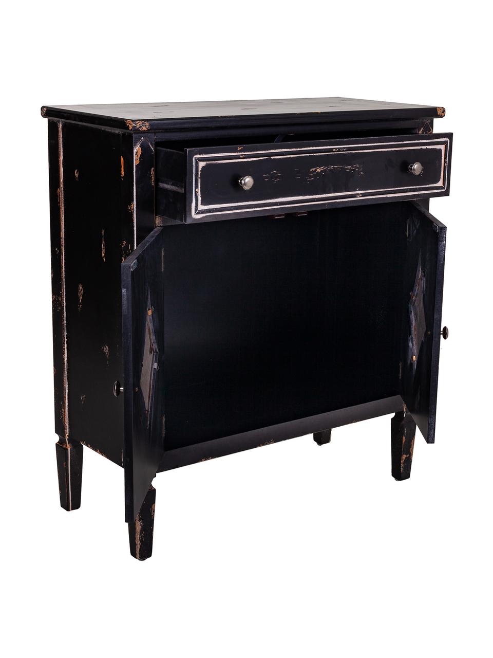 Konzolový stolík z jedľového dreva s patinou Rene, Čierna, odtiene striebornej, tóny hnedej, Š 80 x V 88 cm