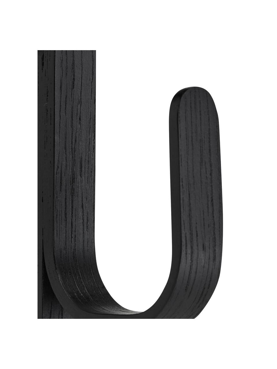 Colgador de madera de roble Woody, Madera de roble con certificado FSC, Madera de roble pintada negro, An 3 x Al 23 cm