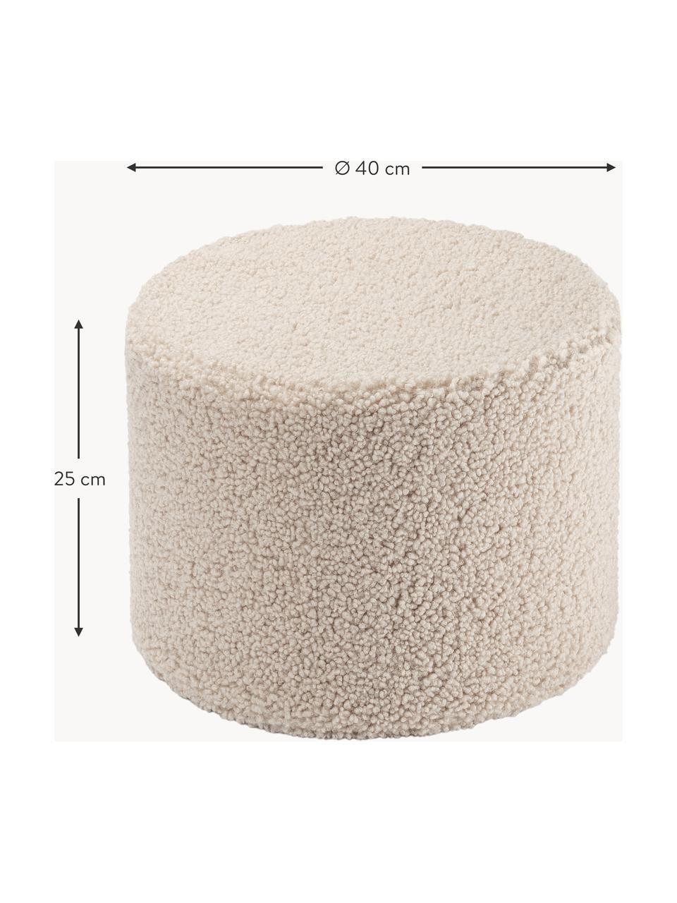 Pouf en peluche pour enfants Sugar, Ø 40 cm, Peluche beige clair, Ø 40 x haut. 25 cm