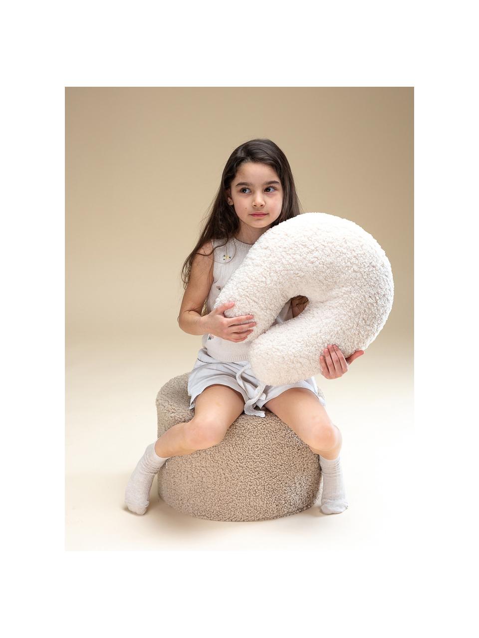 Pouf en peluche pour enfants Sugar, Ø 40 cm, Peluche beige clair, Ø 40 x haut. 25 cm