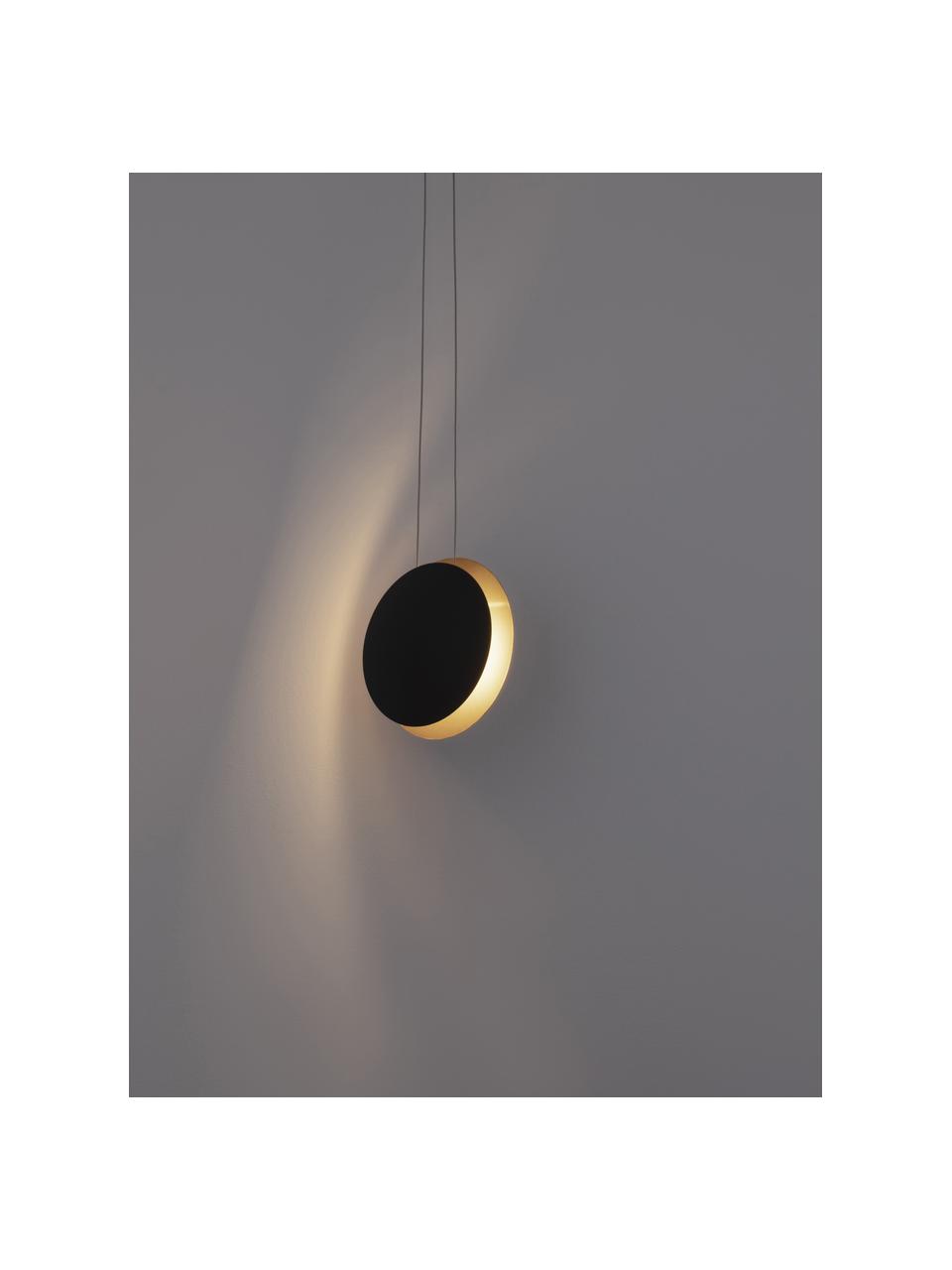 Petite suspension LED Shell, Aluminium, enduit, Noir, doré, Ø 20 cm