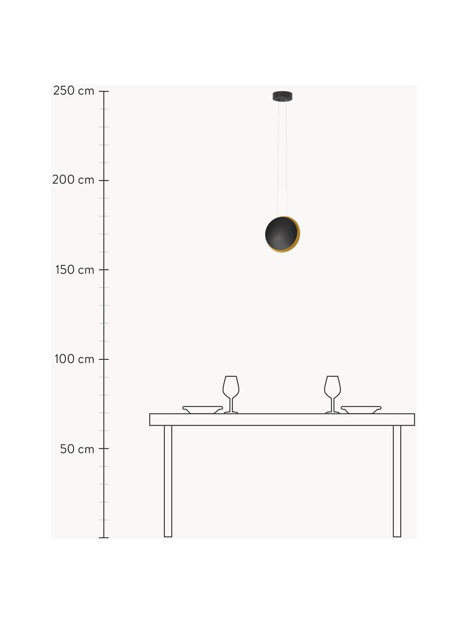 Malé závesné LED svietidlo Shell, Potiahnutý hliník, Čierna, odtiene zlatej, Ø 20 cm