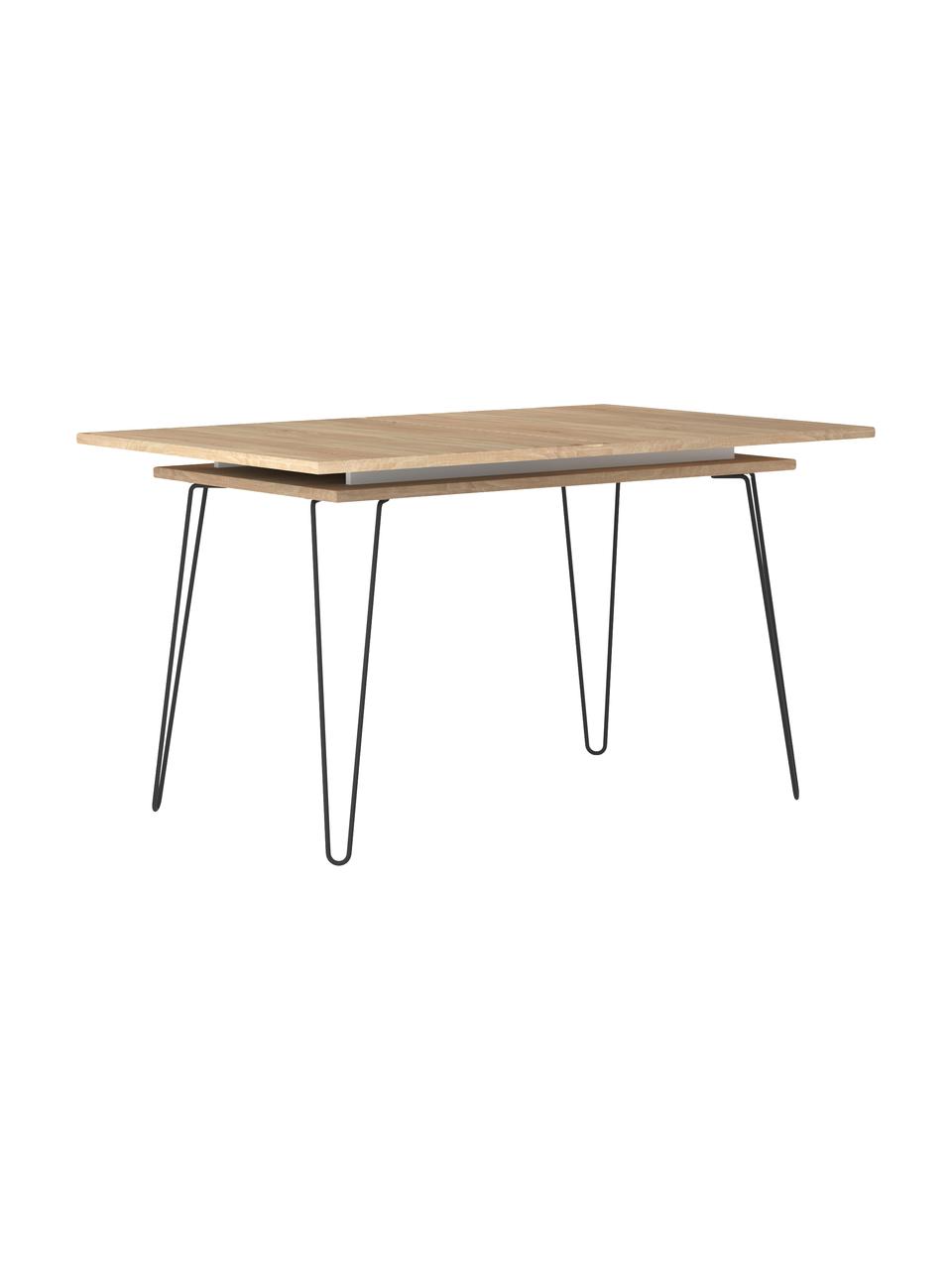 Table extensible avec pieds en métal Aero, 134 - 175 x 90 cm, Bois de chêne, larg. de 134 à 175 x prof. 90 cm