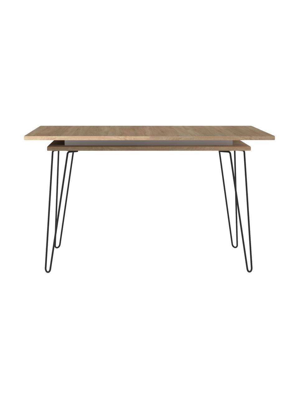 Mesa de comedor extensible Aero, 134 x 90 cm, Patas: metal pintado, Roble, An 134-175 x F 90 cm