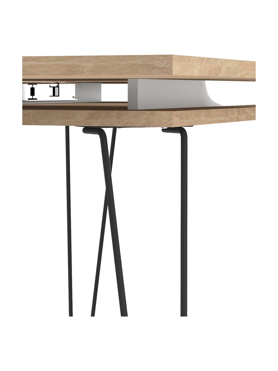 Mesa de comedor extensible Aero, 134 x 90 cm, Patas: metal pintado, Roble, An 134-175 x F 90 cm