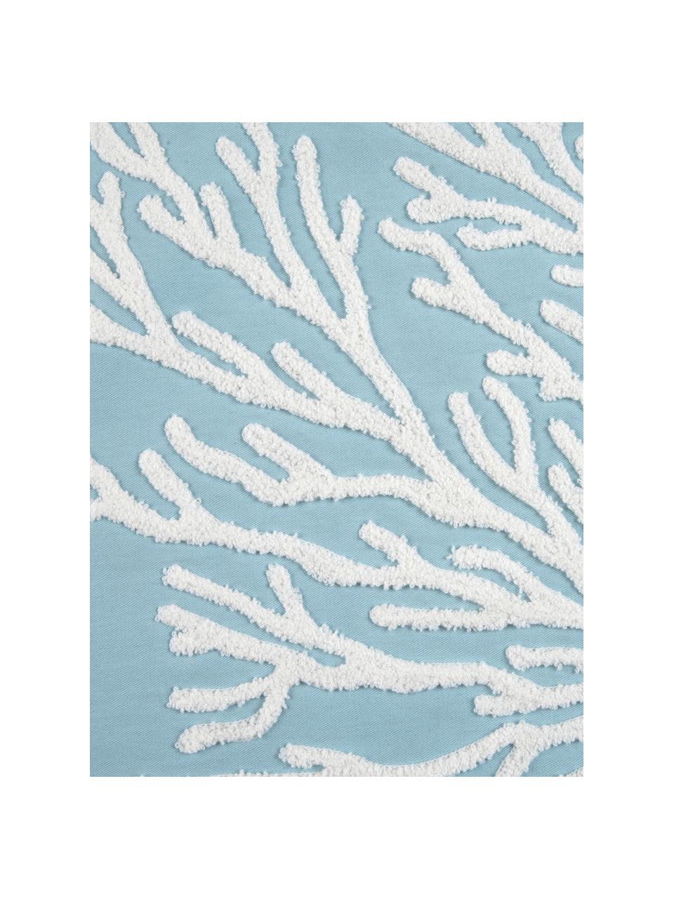 Bavlněný povlak na polštář s všívaným motivem Reef, 100 % bavlna, Světle modrá, bílá, Š 40 cm, D 40 cm