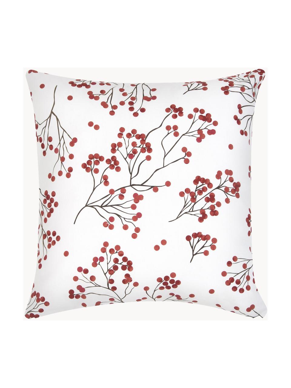 Housse de coussin 40x40 Berry, 100 % coton, Blanc, rouge, noir, larg. 50 x long. 50 cm