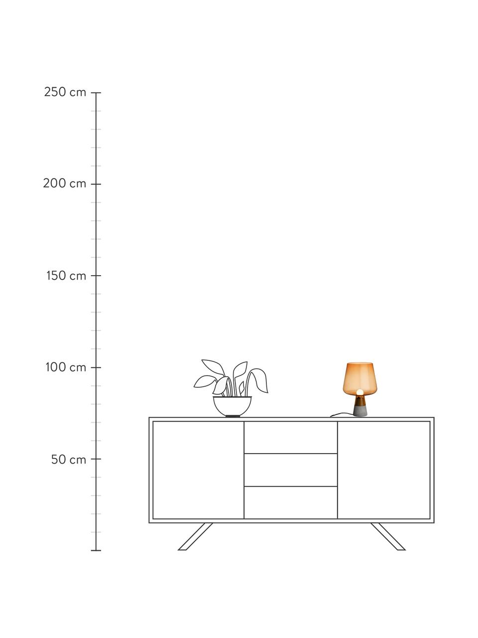 Lampada da tavolo piccola in vetro soffiato Leimu, Paralume: vetro soffiato, Struttura: cemento, Marrone trasparente, Ø 20 x Alt. 30 cm