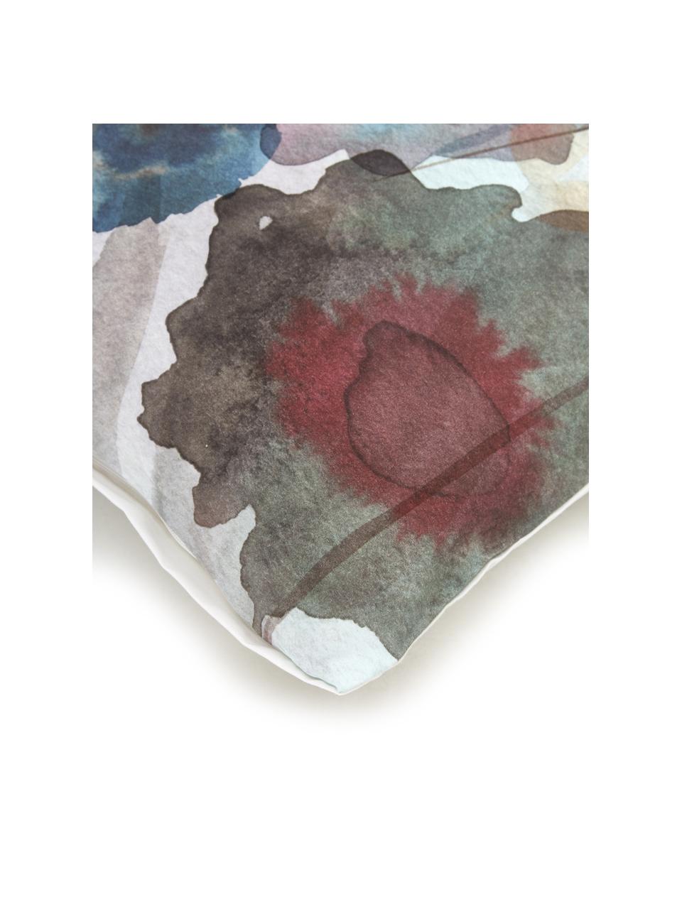 Mako-Satin-Bettwäsche Lena mit Aquarell Blumenprint, Webart: Makosatin Mako-Satin wird, Weiss, Mehrfarbig, 135 x 200 cm