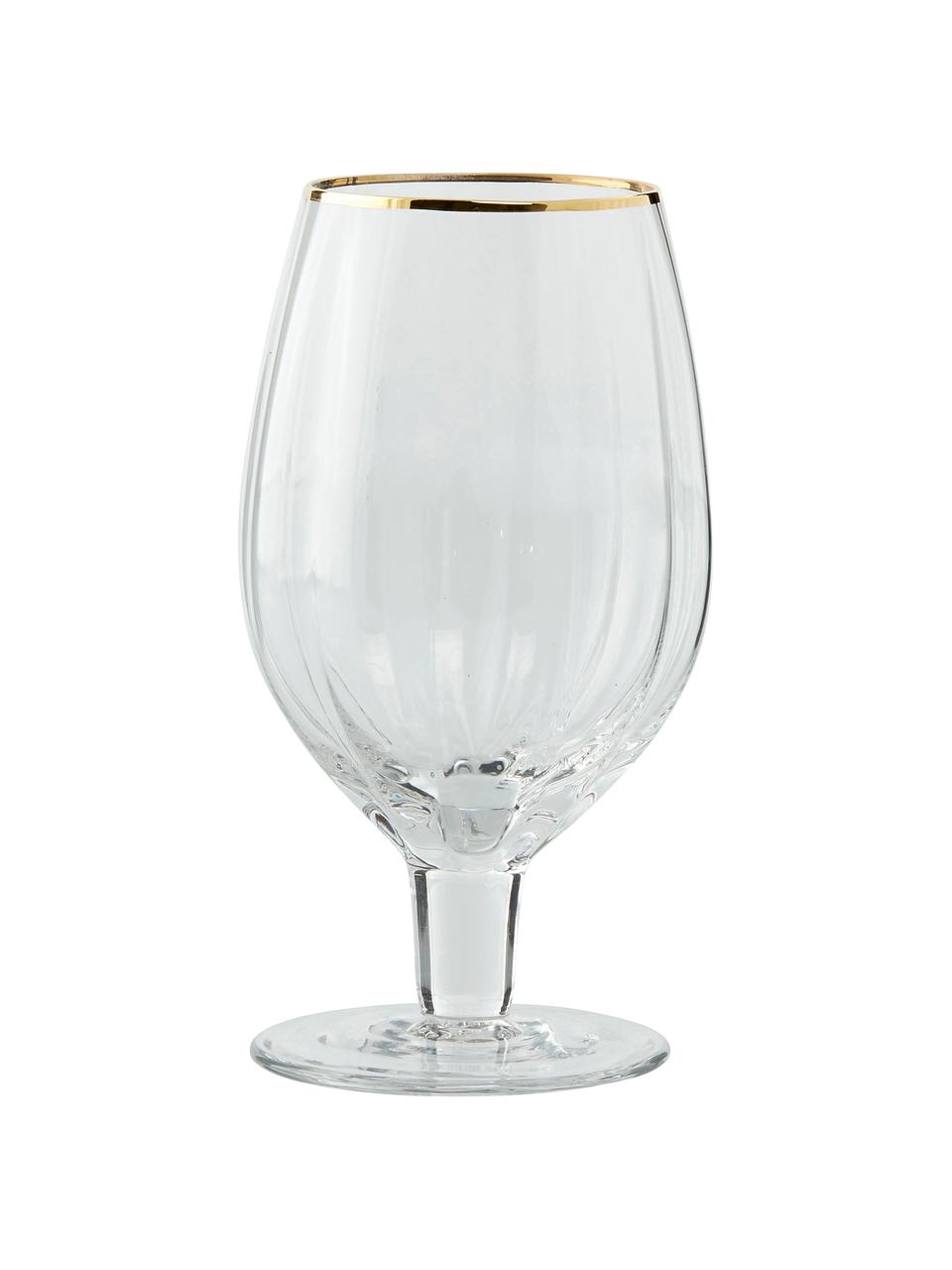 Set van 4 bierglazen Claudine, Glas, Transparant, goudkleurig, Ø 10 x H 18 cm, 580 ml