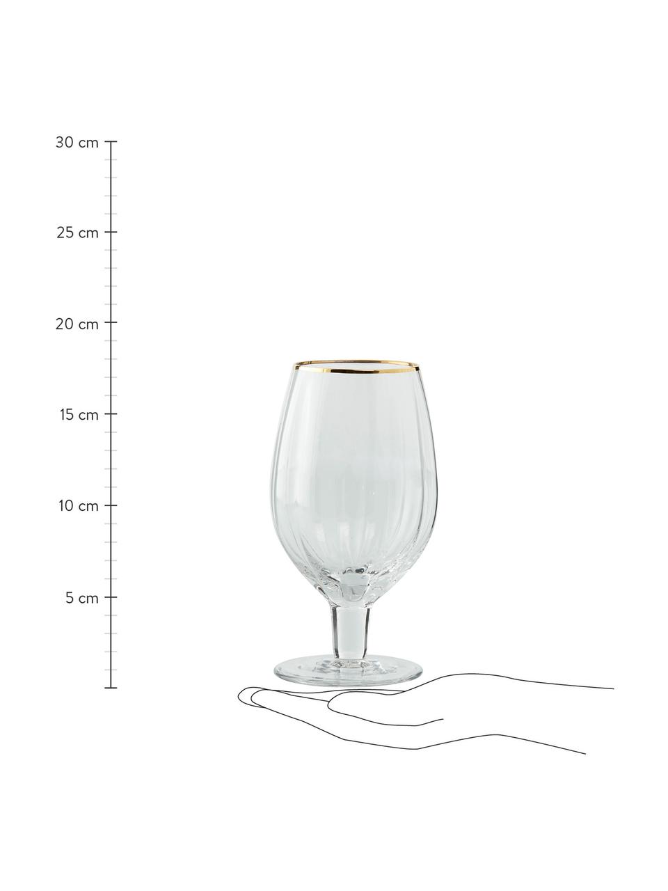 Copas de cerveza Claudine, 4 uds., Vidrio, Transparente, dorado, Ø 10 x Al 18 cm, 580 ml