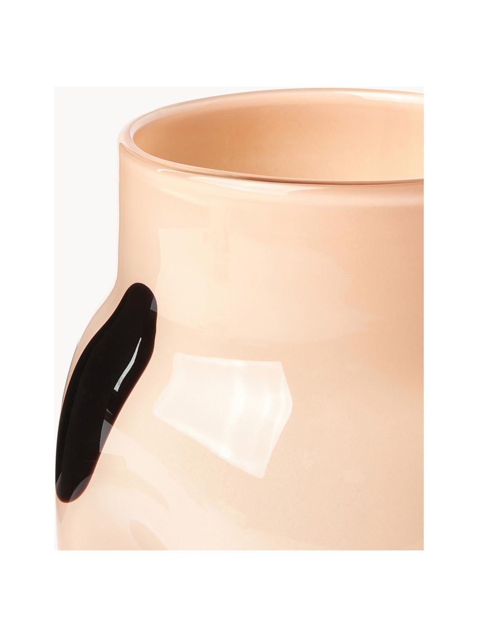 Glas-Vase Romilly, H 21 cm, Glas, Peach, Schwarz, Ø 20 x H 21 cm