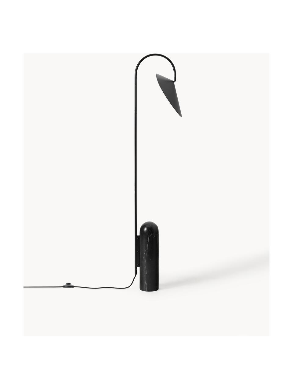 Lampa podłogowa z marmurową podstawą Arum, Stelaż: żelazo malowane proszkowo, Czarny, marmurowy, W 136 cm