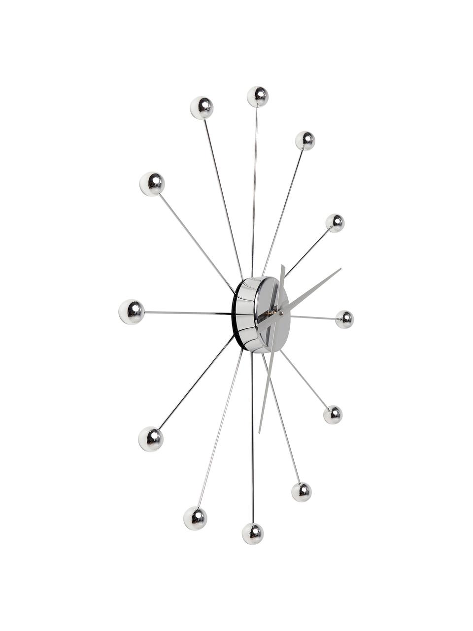 Veľké nástenné hodiny Umbrella Balls, Odtiene striebornej, Ø 60 x H 6 cm