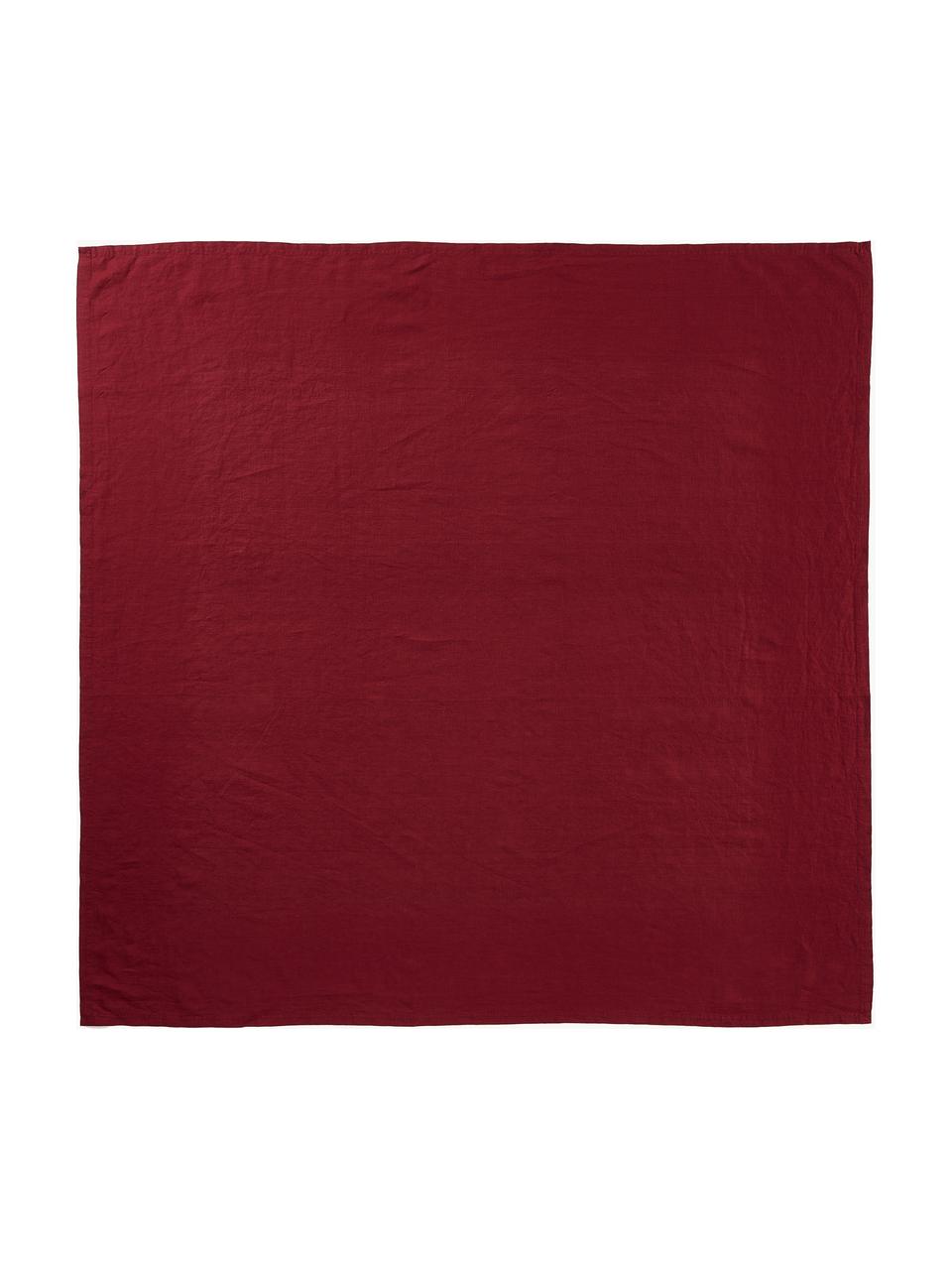 Linnen tafelkleed Pembroke in rood, 100% linnen, Rood, Voor 4 - 6 personen (B 140 x L 140 cm)