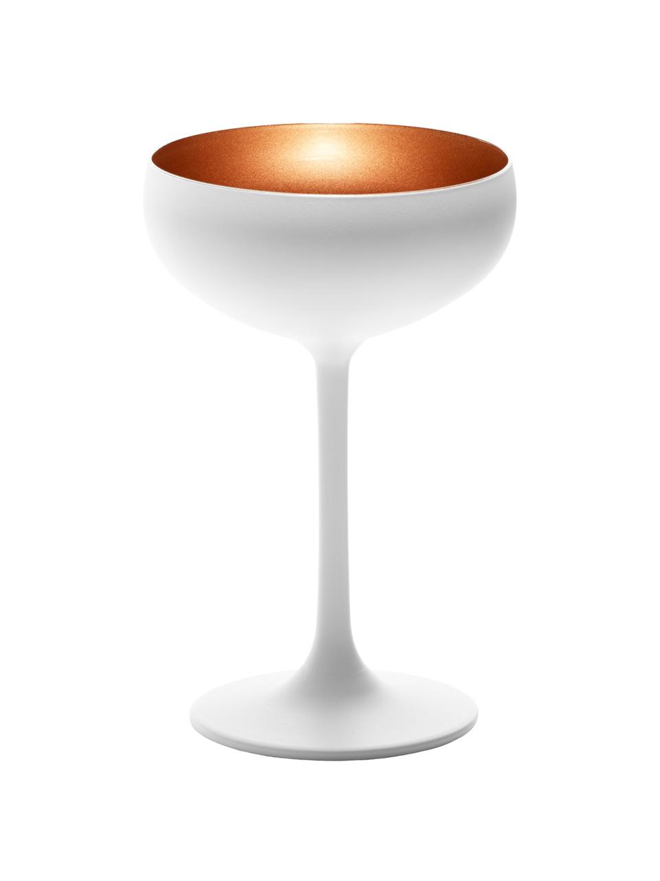 Krištáľové poháre na šampanské Elements, 6 ks, Krištáľové sklo, potiahnuté, Biela, bronzová, Ø 10 x V 15 cm, 230 ml