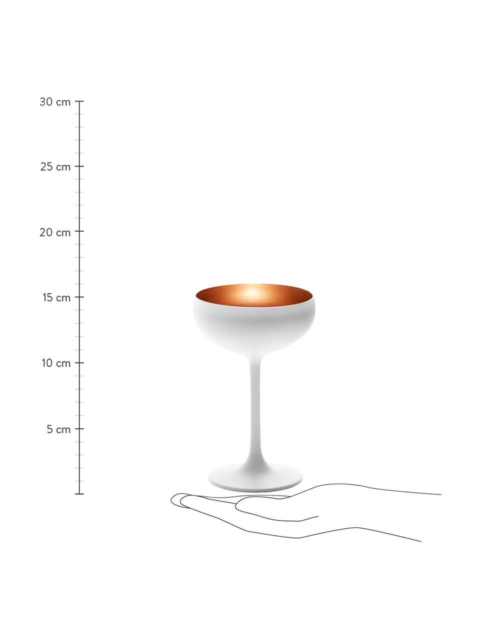 Křišťálová sklenice na šampaňské Elements, 6 ks, Potažený křišťál, Bílá, bronzová, Ø 10 cm, V 15 cm, 230 ml