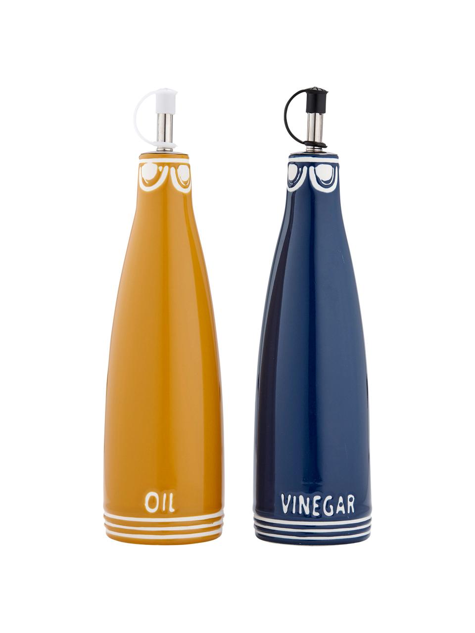 Distributeurs de vinaigre et huile Villa, 2 élém., Jaune, bleu