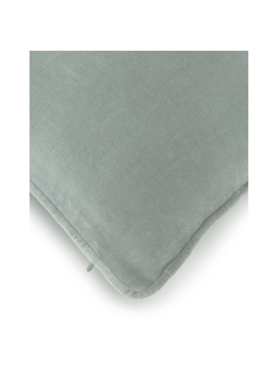 Samt-Kissenhülle Dana, 100% Baumwollsamt, Salbeigrün, B 40 x L 40 cm