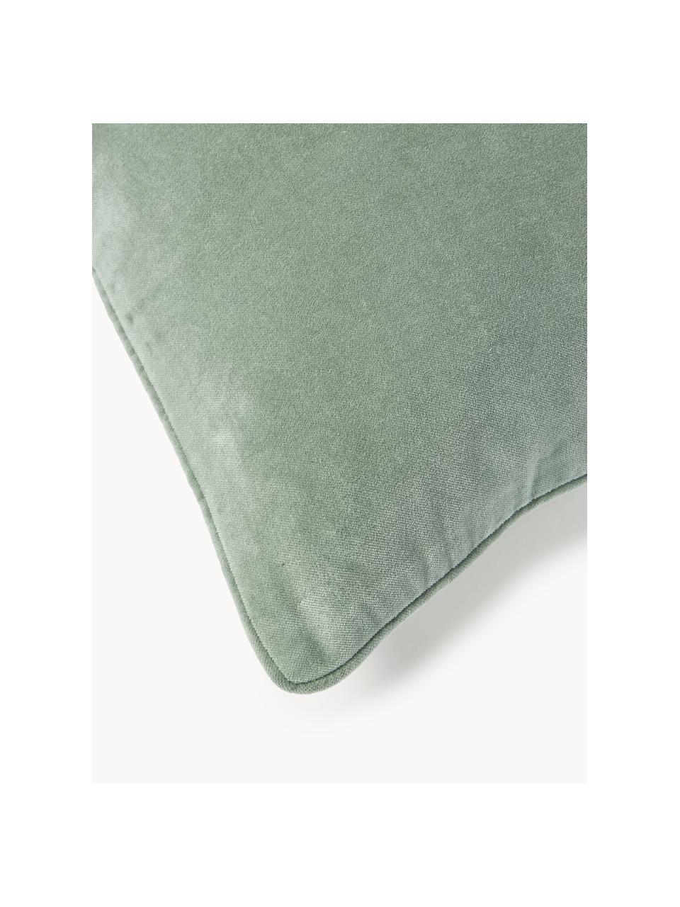Sametový povlak na polštář Dana, 100 % bavlněný samet, Šalvějově zelená, Š 40 cm, D 40 cm