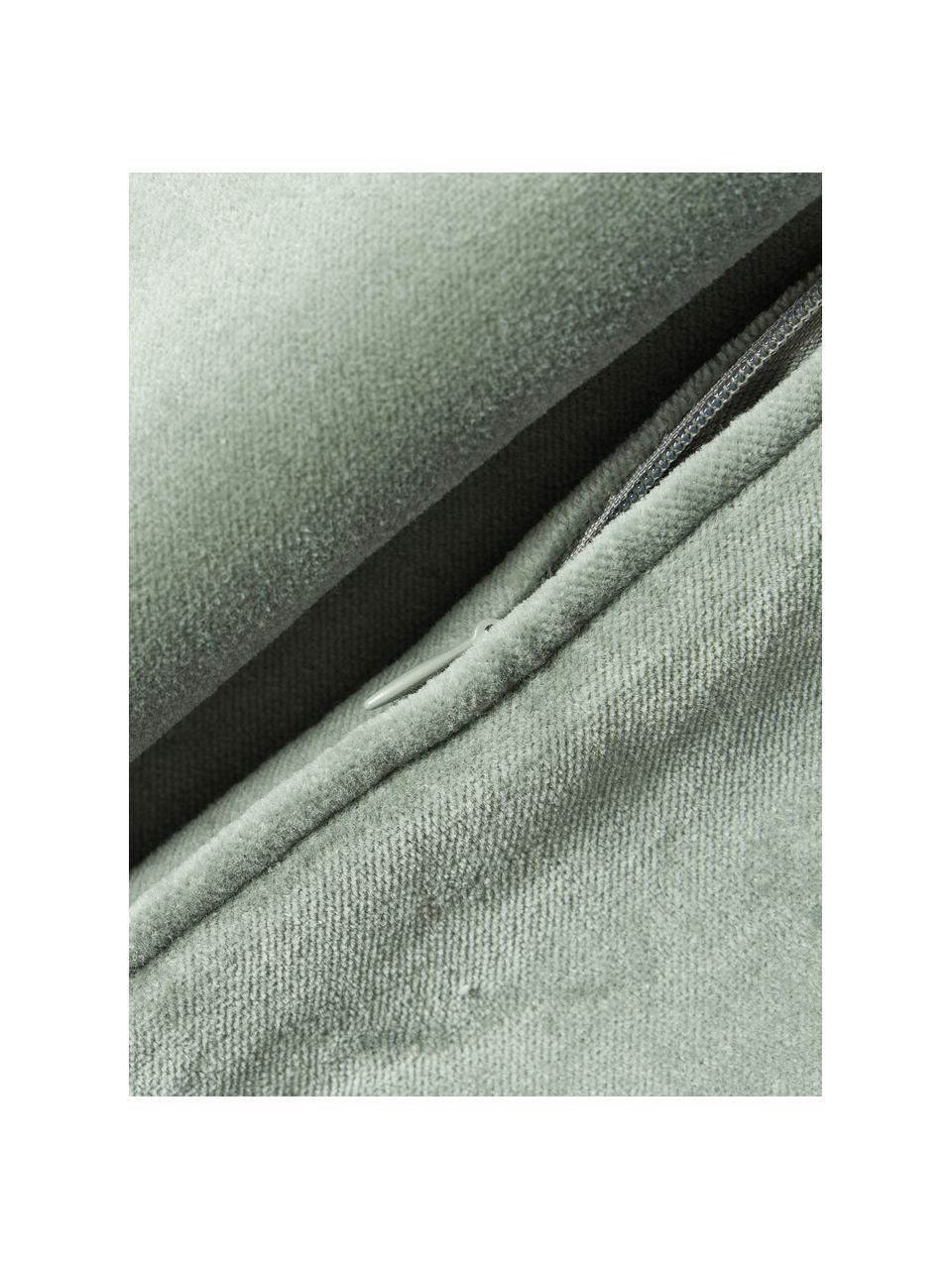 Sametový povlak na polštář Dana, 100 % bavlněný samet, Šalvějově zelená, Š 40 cm, D 40 cm