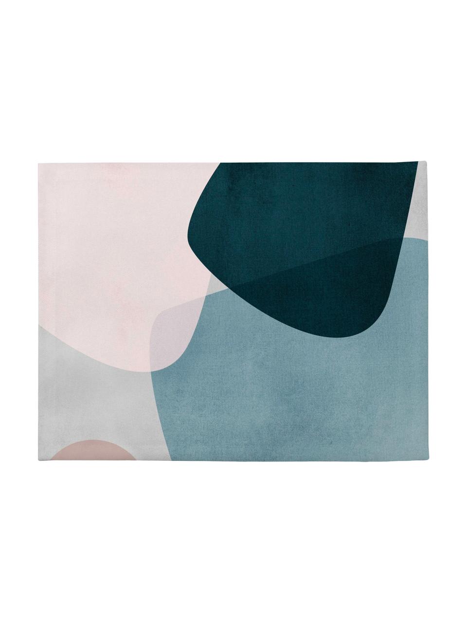Tischsets Graphic, 4 Stück, Polyester, Dunkelblau, Blau, Grau, Rosa, 35 x 45 cm