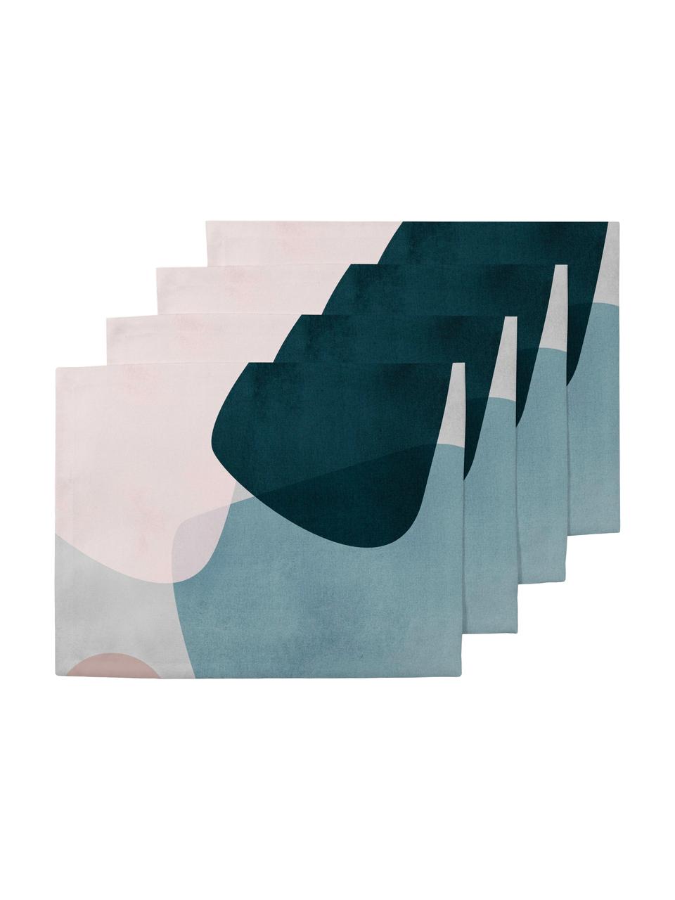 Podkładka Graphic, 4 szt., Poliester, Ciemny niebieski, niebieski, szary, blady różowy, S 35 x D 45 cm