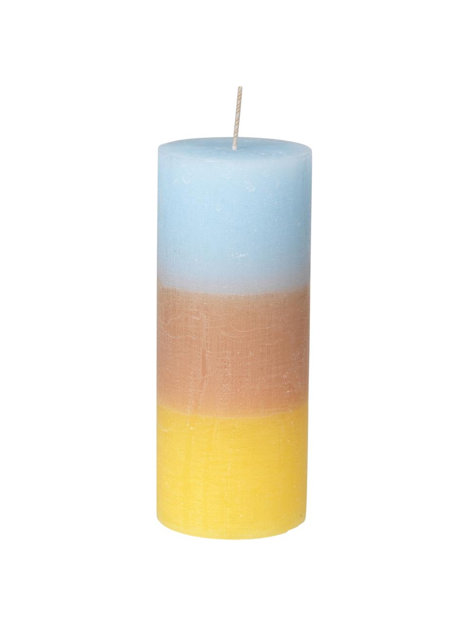 Veľká sviečka Rainbow, Vosk, Modrá, béžová, žltá, Ø 7 x V 17 cm