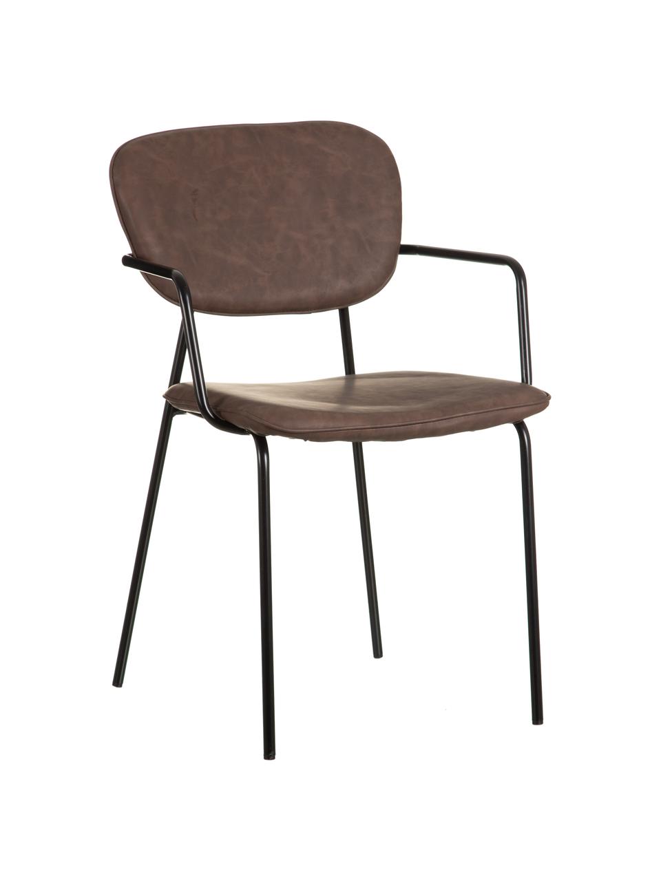 Čalouněná židle z imitace kůže Iskia, Hnědá, černá
