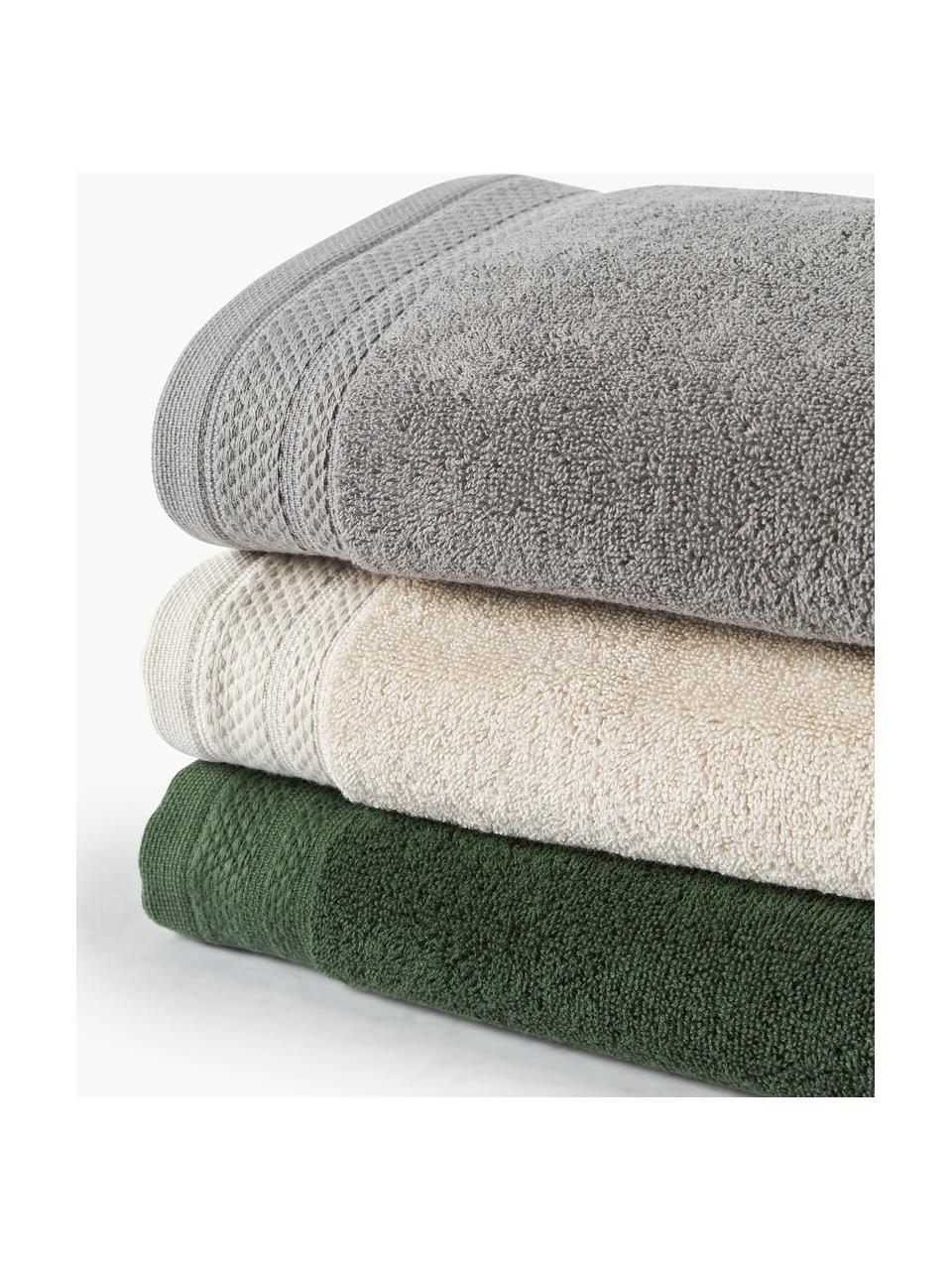 Komplet ręczników z bawełny organicznej Premium, różne rozmiary, Jasny beżowy, 3 elem. (ręcznik dla gości, ręcznik do rąk, ręcznik kąpielowy)