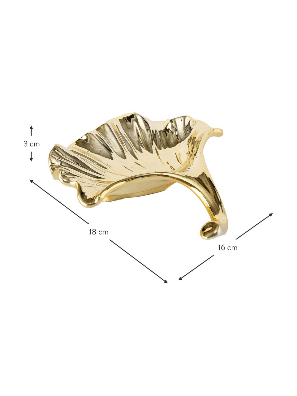 Decoratieve schaal Ginkgo, Dolomiet, Messingkleurig, B 18 x D 16 cm