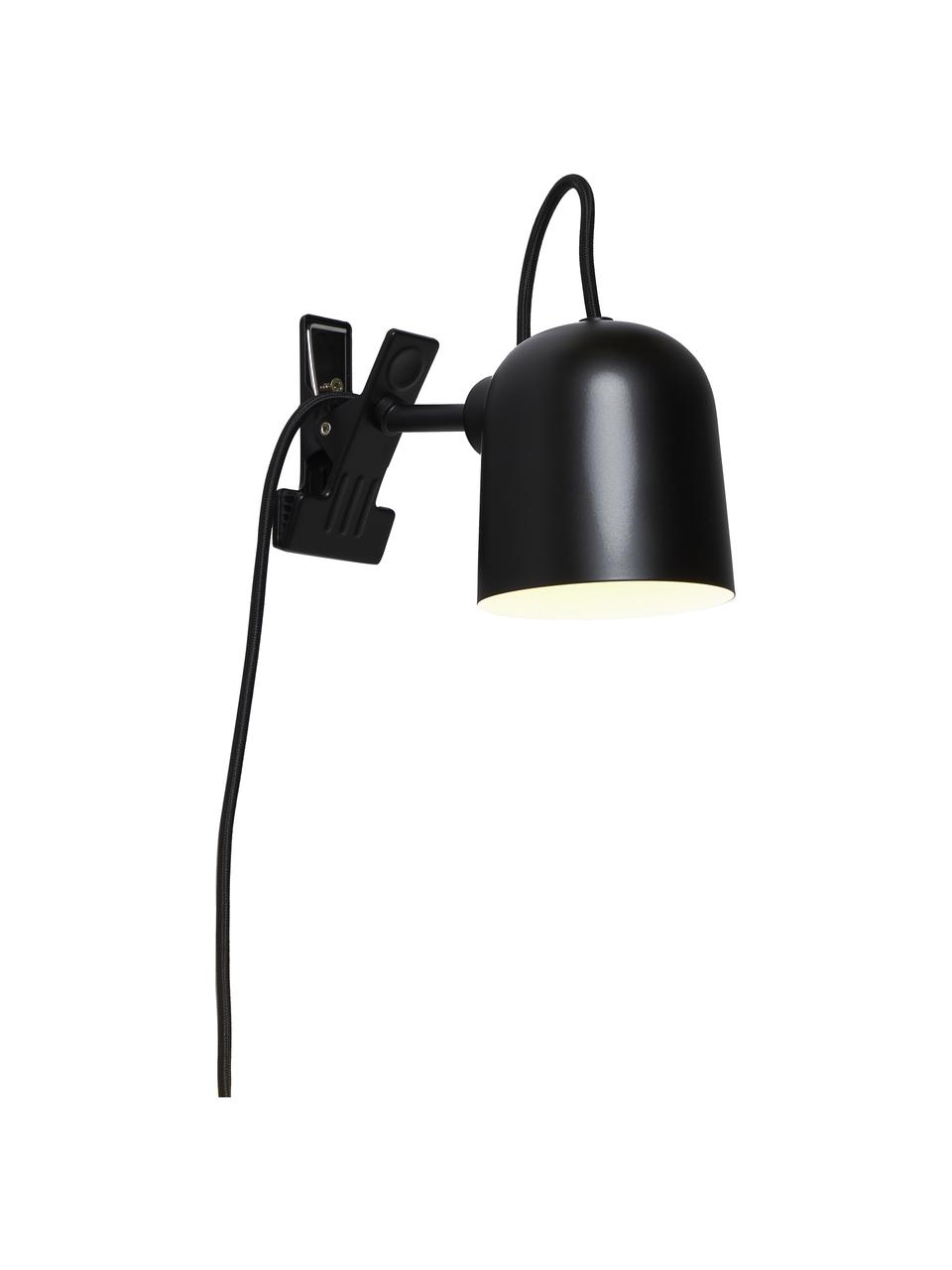 Lámpara de escritorio Angle, Lámpara: metal con pintura en polv, Cable: cubierto en tela, Negro, Ø 10 x Al 12 cm