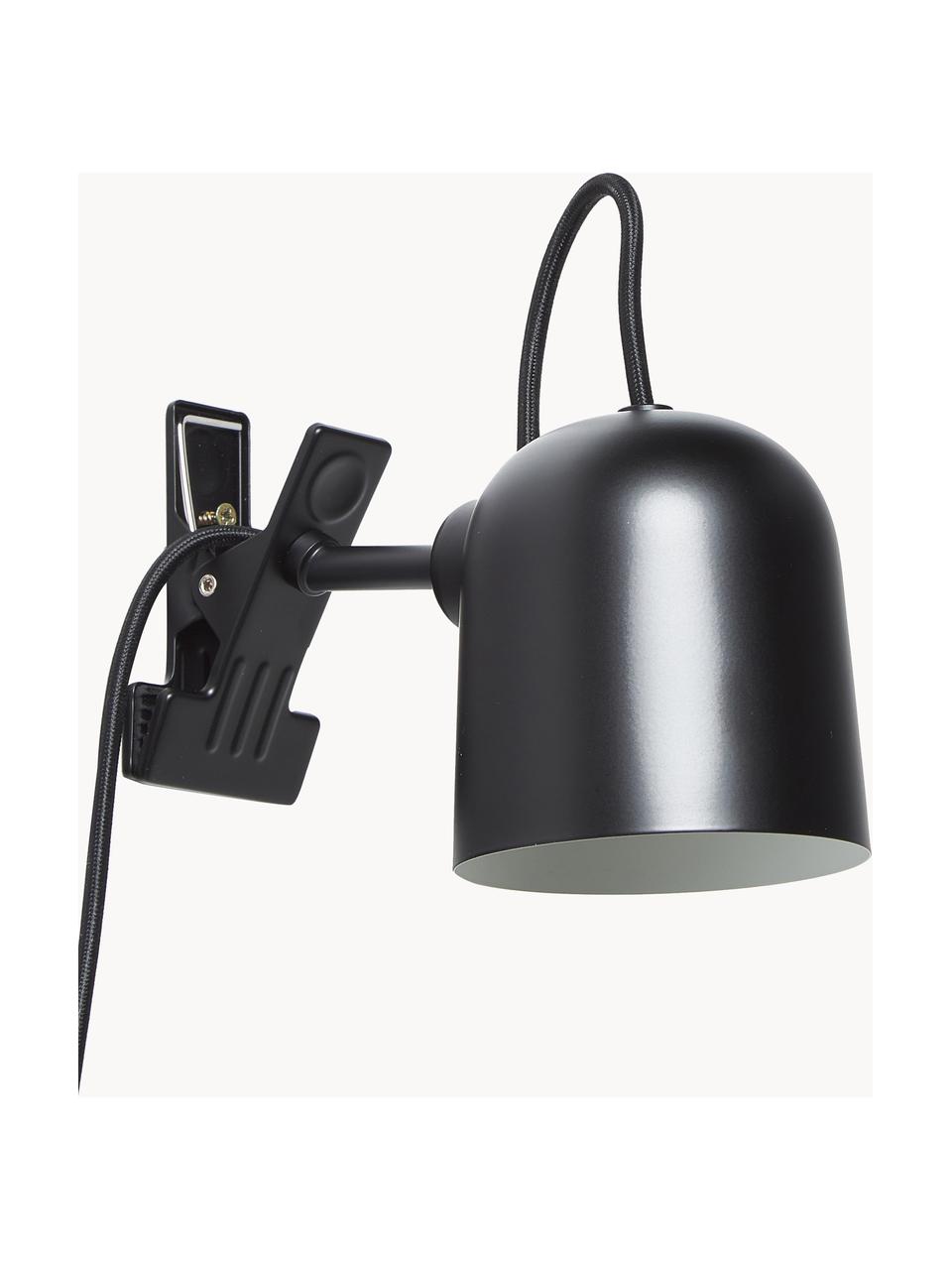 Lámpara de escritorio Angle, Lámpara: metal con pintura en polv, Cable: cubierto en tela, Negro, Ø 10 x Al 12 cm
