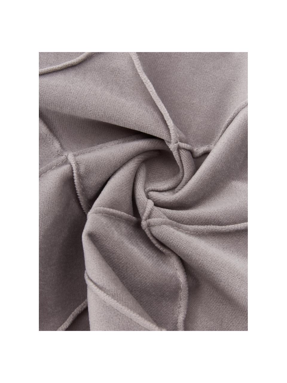 Fluwelen kussenhoes Luka in lichtgrijs met structuur-ruitpatroon, Fluweel (100% polyester), Grijs, B 40 x L 40 cm