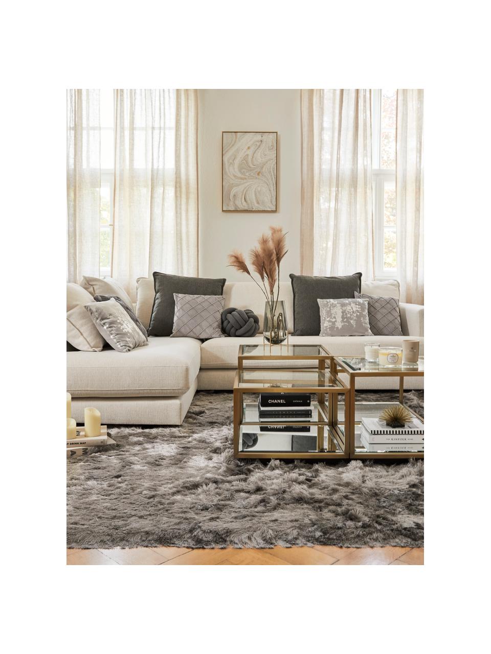 Fluwelen kussenhoes Luka in lichtgrijs met structuur-ruitpatroon, Fluweel (100% polyester), Grijs, B 40 x L 40 cm
