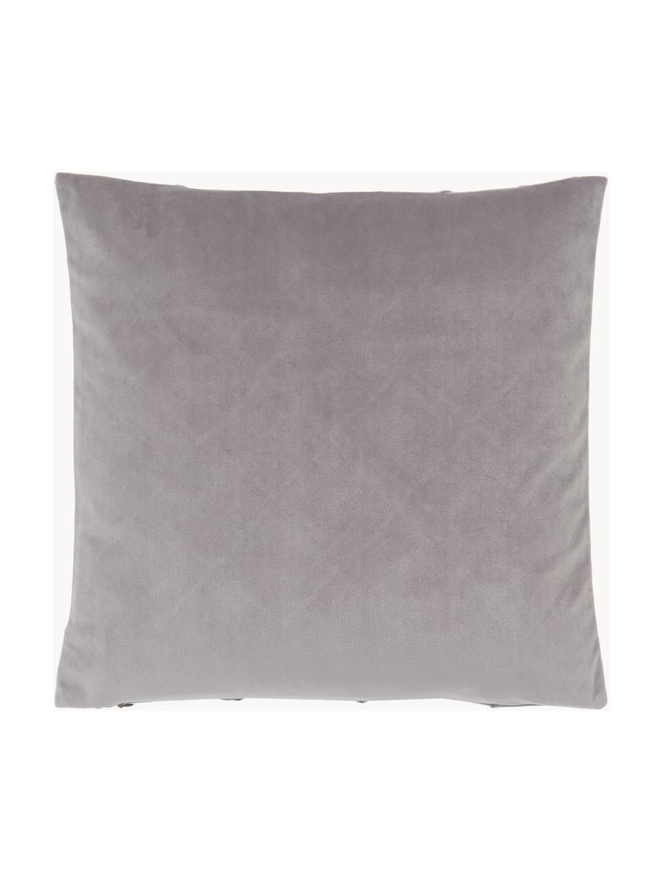 Fluwelen kussenhoes Luka met gestructureerd ruitpatroon, Fluweel (100% polyester), Grijs, B 40 x L 40 cm