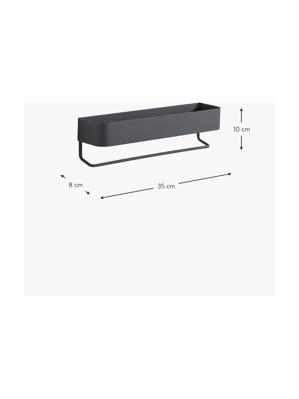 Porta asciugamanoin metallo Nina, Metallo laccato, Antracite, Larg. 35 x Alt. 10 cm