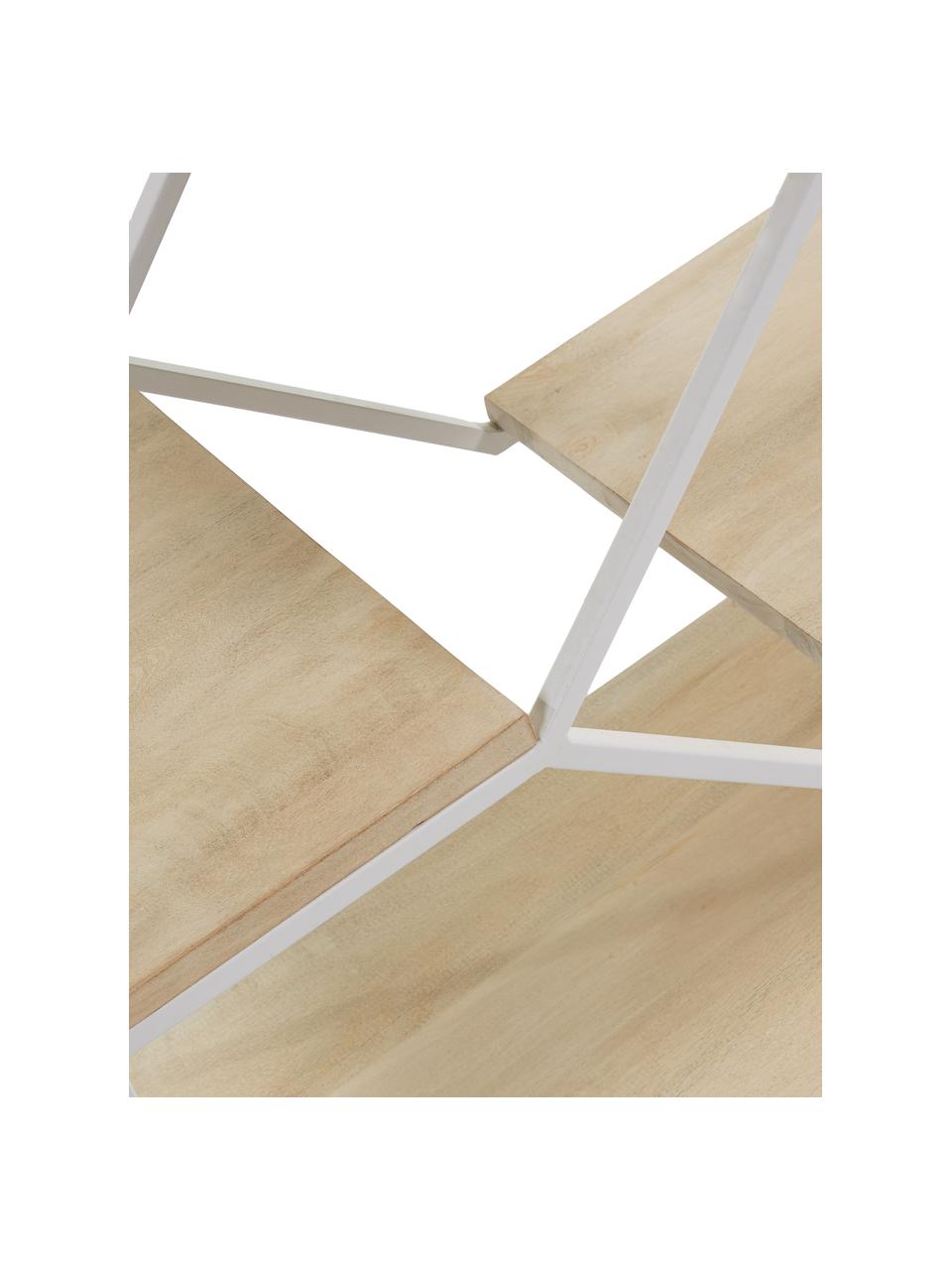 Wandrek Push van hout en metaal, Frame: gelakt metaal, Wit, bruin, 80 x 94 cm