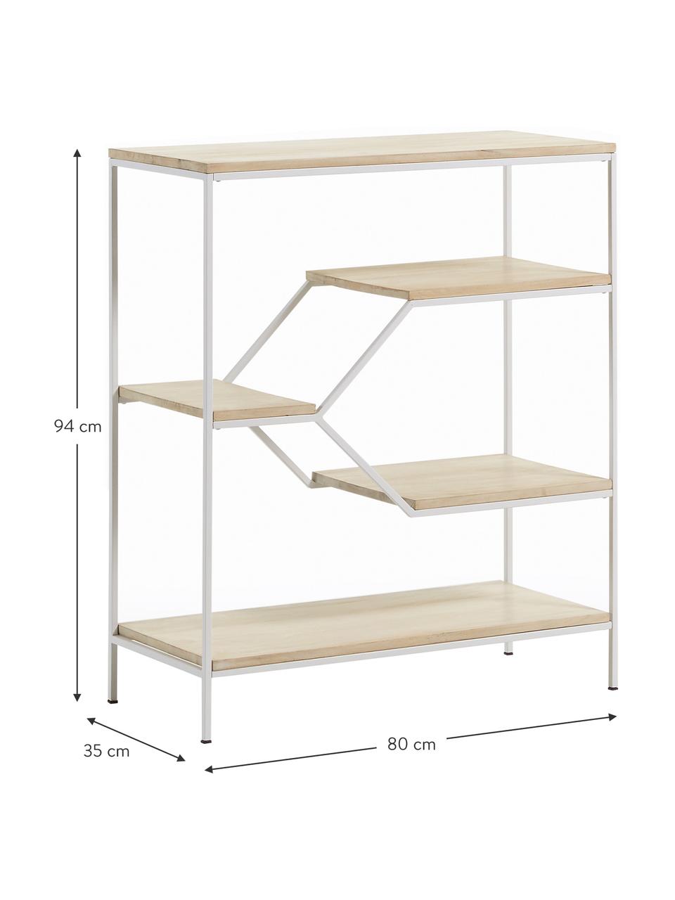 Scaffale basso in legno e metallo Push, Struttura: metallo verniciato, Ripiani: legno di mango massiccio, Bianco, marrone, Larg. 80 x Alt. 94 cm