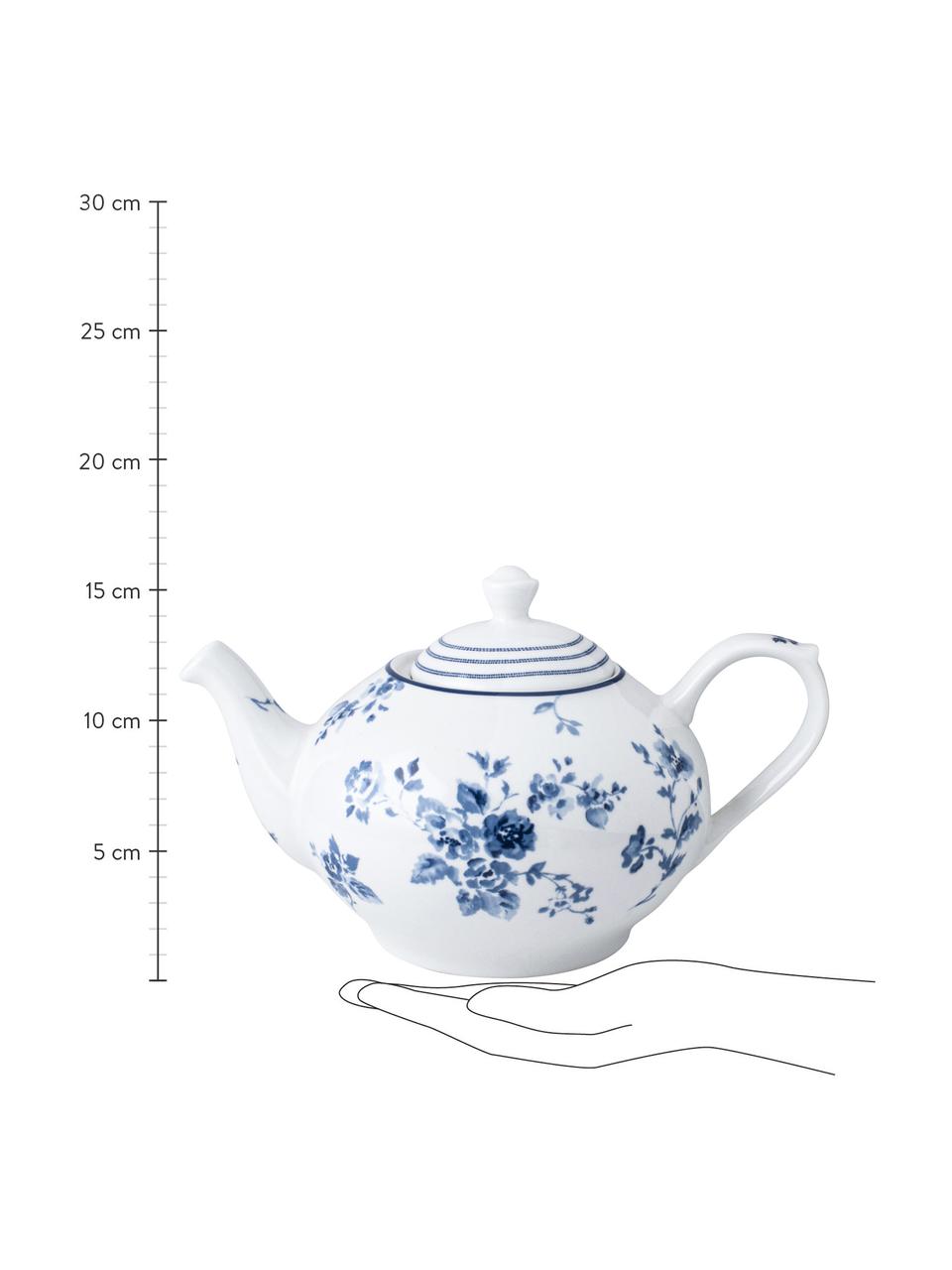 Konvice Candy Rose, 1.6 L, Porcelán Fine Bone China, Bílá, modrá, 1,6 l