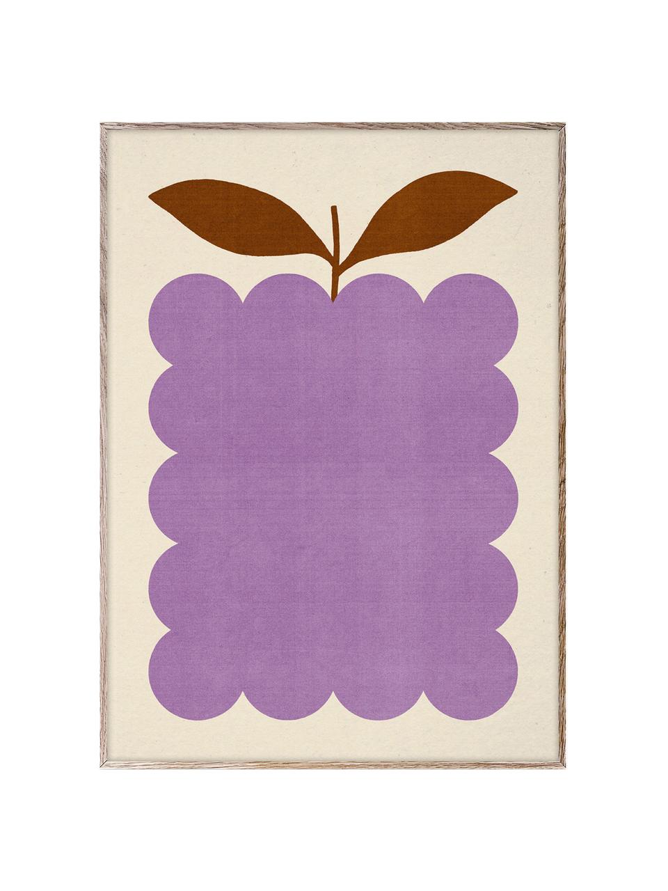Poster Lilac Berry, 210 g mat Hahnemühle papier, digitale print met 10 UV-bestendige kleuren, Lila, lichtbeige, B 30 x H 40 cm