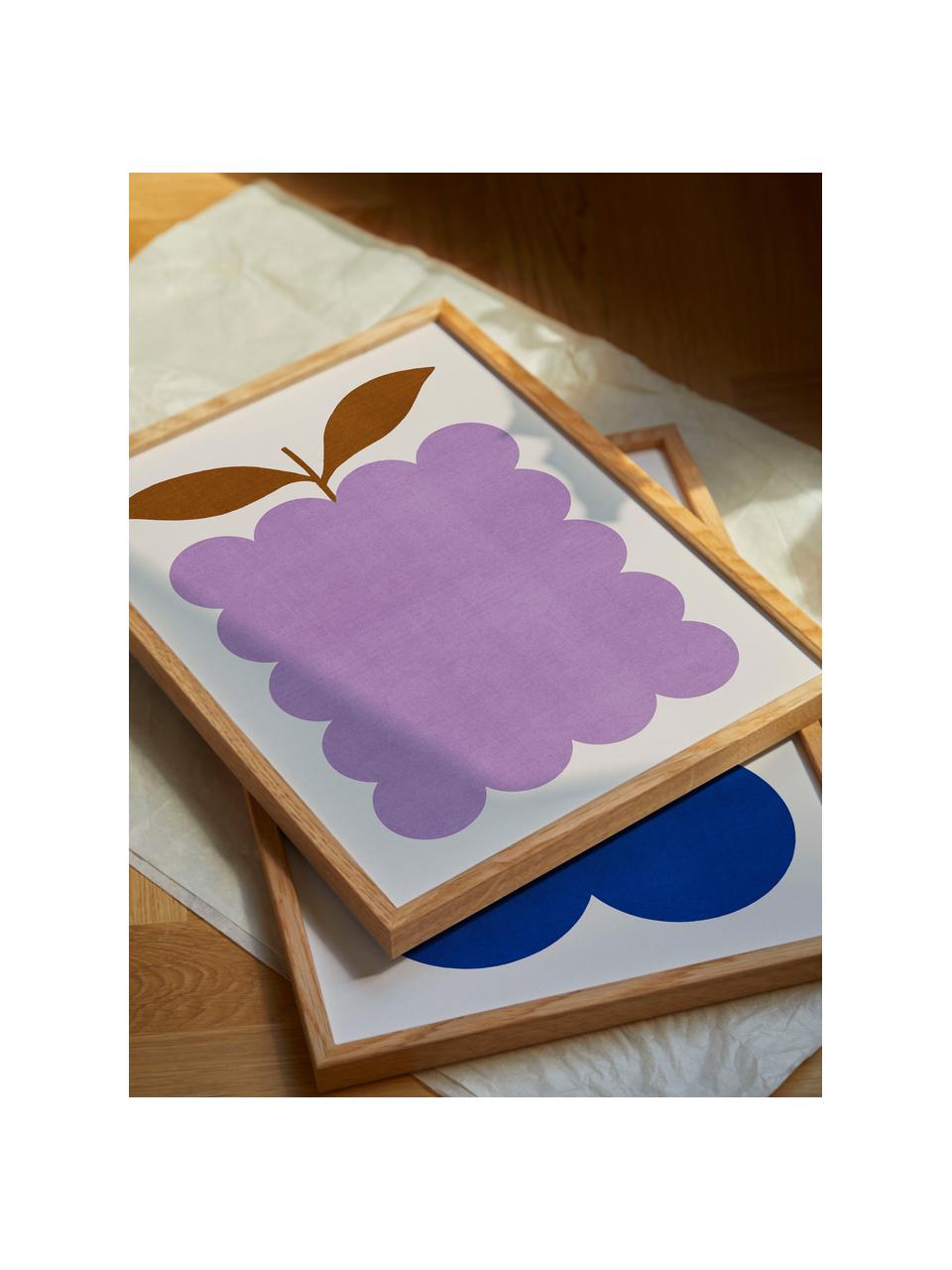 Póster Lilac Berry, Papel Hahnemühle mate de 210 g, impresión digital a 10 colores resistentes a los rayos UV, Lila, beige claro, An 30 x Al 40 cm