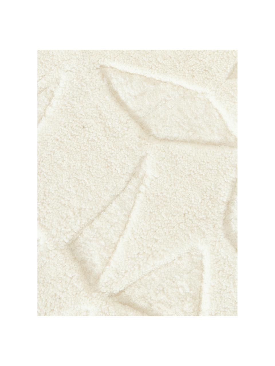 Alfombra artesanal de lana texturizada Rory, Parte superior: 100% lana, Reverso: 100% algodón El material , Blanco crema, An 80 x L 150 cm (Tamaño XS)