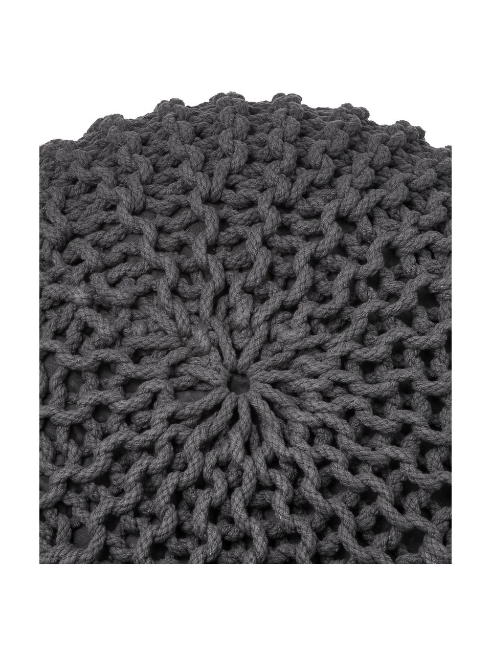 Ručne pletený sedací vankúš Dori, Antracitová, Ø 55 x V 35 cm