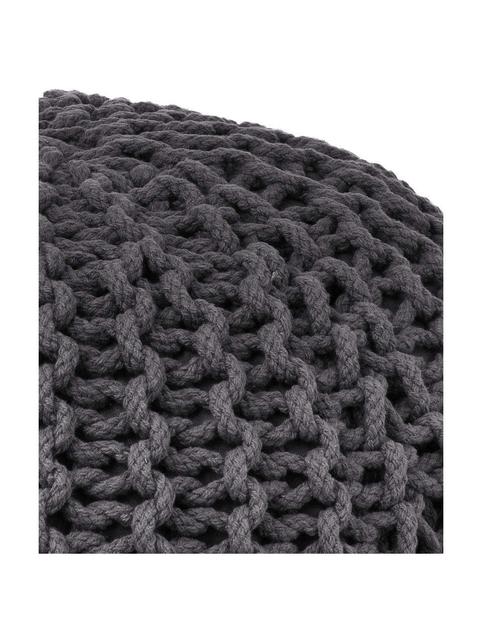 Ručne pletený sedací vankúš Dori, Antracitová, Ø 55 x V 35 cm